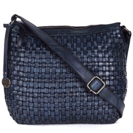 Vilenca Holland Genuine Leather Crossbody Sling Bag for Women, Purse for Women Trendy Casual Office Bag with Adjustable Strap, Navy, 33.5 x 25x 2