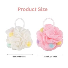 2 Pcs Colorful Bath Loofah Sponges, Soft Mesh Body Scrubber for Gentle Exfoliation, Durable Shower Accessories for Women, Men, and Kids (Pink and White)