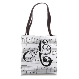 Music Monogram Initial of Capital Letter A Tote Bag
