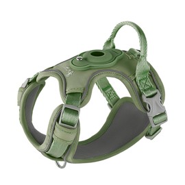 TSPRO Dog Harness with Airtag Holder, Tactical Dog Vest Harness with Handle, Adjustable Heavy Duty Reflective Harnesses, Durable and No-Pull for Small Dogs (Green Size 1)