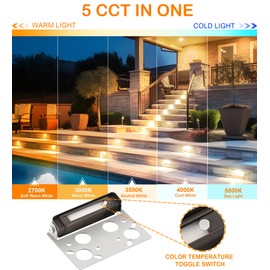 CLOUDY BAY [8 Pack] 4 Inch 3W 5CCT Hardscape Paver Light,Retainng Wall Lights Outdoor,IP65 Waterproof,2700K/3000K/3500K/4000K/5000K Selectable,12V-15 VAC/DC Low Voltage,Frost Lens Step Deck Light