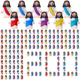 Bememo 200 Pcs Mini Jesus Figure Bulk Easter Tiny Jesus Figures Religious Party Favors for Hide and Seek Sunday Easter Eggs Stuffers Baptism Gift(Multicolor)