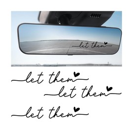 Zpana Car Rearview Mirror Sticker, 3PCS Let Them Vehicle Rear View Window Decal with Heart, Positive Self Affirmation Mindfulness Automotive Bumper Protector Accessories, Universal Fit (Black)