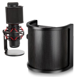 Po-p Filter Screen U-Shaped Mic Po-p Filter with Metal Mesh Microphone Windscreen Cover Handheld Mic Shield Mask for Studio Recording(COLOR:black)