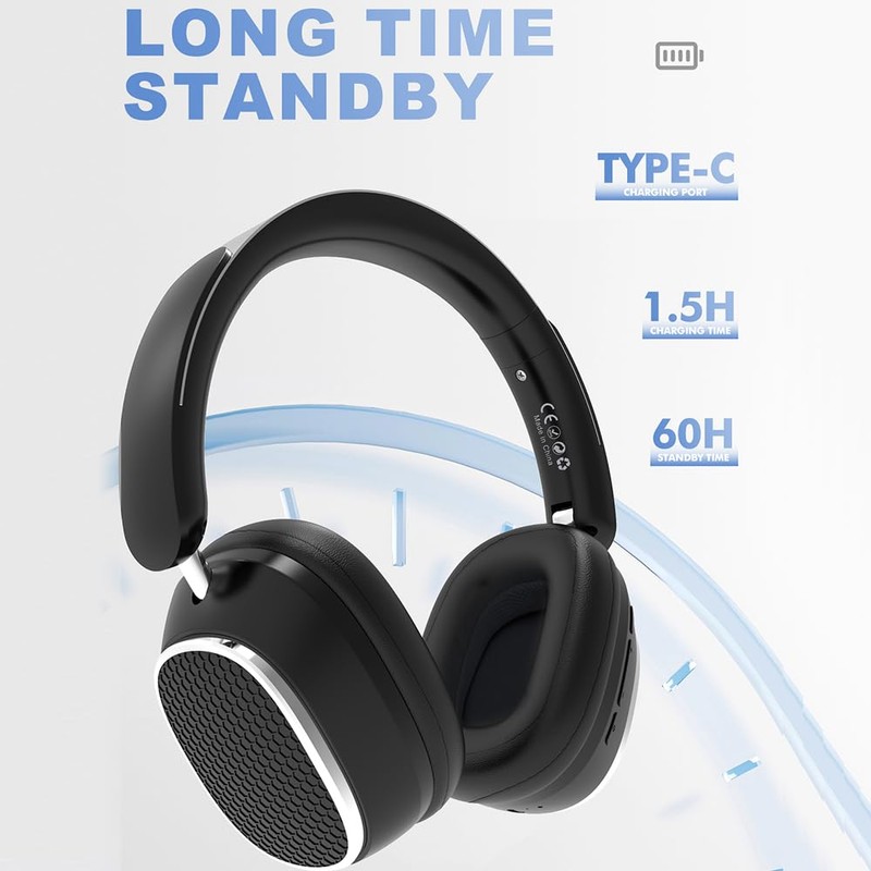 IHAO Premium Wireless Bluetooth 5.3 Over-Ear Headset with Active Noise