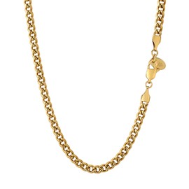 KRKC&CO Men’s 3/4 mm Stainless Steel Cuban Link Chain, 18K Gold-Plated Cuban Link Chain, Stainless Steel Curb Chain, Hip-Hop Necklace For Men & Boys, Length 45.7 - 66 cm, Stainless Steel