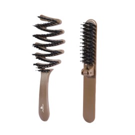 Boar Mane Brush, Foldable Hair Brush for Men and Women, Common Curly Thick Bristles Pocket Travel Kids All Hair Brush