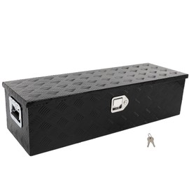 OCPTY 39inch Black Heavy Duty Aluminum Trailer Tool Box with Lock and Keys Truck Bed Tool Box for Pick Up Truck Bed RV