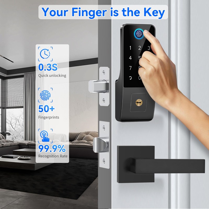 Smart Fingerprint Digital Door Lock - Keypad Lock and 2-Lever