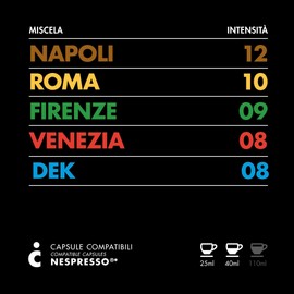 Il Caffè Italiano Kaffeekapseln Kompatibel Nespresso Verkostungsset 120 Stk | Kompatible Kaffeekapseln Nespresso Tour D’italia, Verschiedene Intensitäten | Nespresso-kompatible Kaffeekapseln | Frhome
