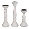 Hand Crafted Wooden Pillar Candle Holders Set of 3 ,