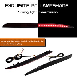 Tonsya 3 IN 1 LED Red Led Bumper Reflector Compatible With 2015-2018 Chrysler 300 Tail Lights Turn Signal Brake Stop & Rear Fog Lamps 68213445AB, 68213444AB; CH1184104N, CH1185104N