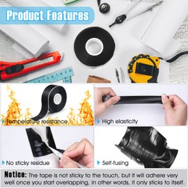 1" X 19.5 Ft Fusion Grip Silicone Tape, Black Self-Fusing Rescue Tape Rubber Wrap Adhesive Tape for Emergency Pipe & Plumbing Repair, Sports and Gym Equipment Pull Up Bars Barbells Tools Fixing