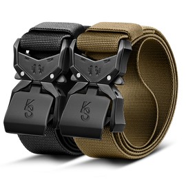KEMISANT Men Tactical Belt,Stretch Nylon Belt Adjustable for Rigger Military Heavy Duty Work 1.5"-Quick Release(Black/Wood Thrush,38"-42" Waist Adjustable)