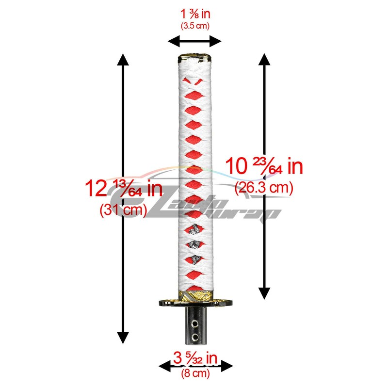 Samurai Sword White Red Shift Knob Shifter Alloy Katana Adapters