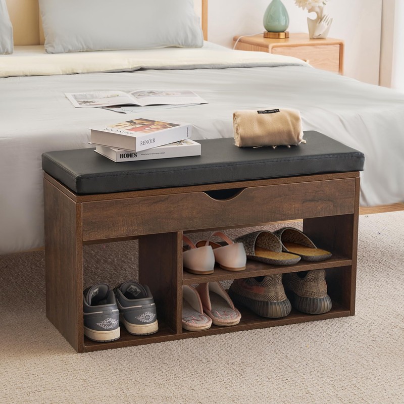 Apicizon 31 Inches Storage Bench, Shoe Bench with Flip Top