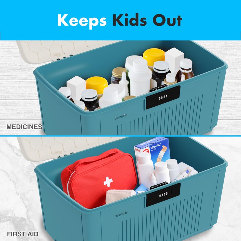 SereneLife Lockable Storage Container Bin – 8.5 Gallon Heavy-Duty Storage