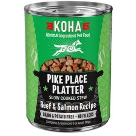 KOHA Pike Place Platter Stew for Dogs with Beef and Salmon, High Protein Wet Dog Food, 12.7oz Cans (Case of 12)