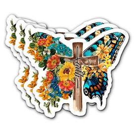 FALIMITLESS Floral Butterfly Faith Stickers 3Pcs Bible Christian Religious Motivation Stickers Vinyl Waterproof - No Fade, Used for Notebook, Laptop and Water Bottle (Butterfly Faith)