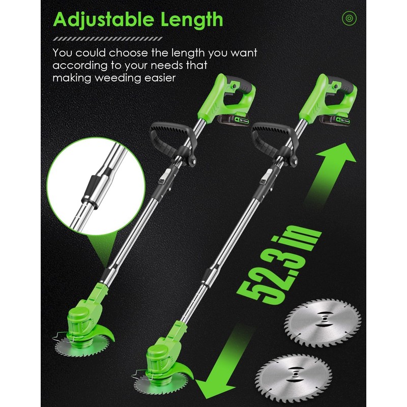 Cordless Weed Wacker, 3-in-1 stringless Weed Wacker, Foldable 2.0Ah Battery