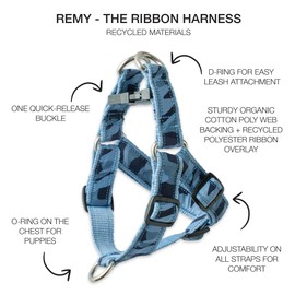 Pet Passion Adjustable Recycled Ribbon Dog Harness for All Pet Breeds, Camo-Navy, Medium
