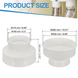 PATIKIL 10" to 6" Duct Reducer, PVC Pipe Increaser Adapter Ducting Airflow Tube Pipe Fitting for DWV (Drain, Waste and Vent) Ventilation Ducting, White