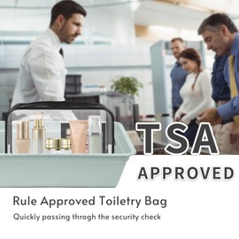 GONITYOU 16 Pack Clear Makeup Bags, TSA Approved Toiletry Bag for Travel, Waterproof PVC Clear Cosmetic Bag with Zipper, Travel Clear Pouch for Women Men (Black Border)