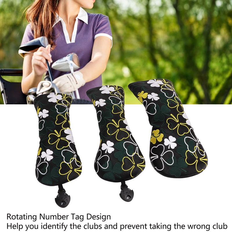 3PCS Golf Head Cover for Fairway Woods Driver Hybrids PU