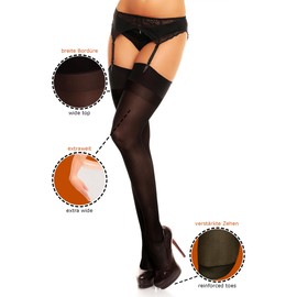 GLAMORY Women's Suspender Stockings, black
