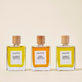 Thoughtfully, Truffle Oil Trio, Includes Classic, Garlic, and Chili Truffle Infused Olive Oil in 1.7 oz Glass Bottles, Set of 3
