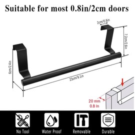 THATSRAD 2 Pack Door Towel Holder Kitchen Tea Towel Holder Kitchen Towel Holder for Hanging 23 cm Kitchen Cabinet No Drilling Towel Rail Door for Drawers Cabinet Doors