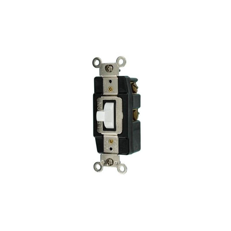 Leviton 1285-W 20-Amp 120/277-Volt Toggle Single-Pole AC Quiet Switch, White