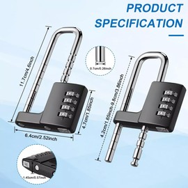 Rawrr Combination Lock 4 Digit Black Combination Lock for School Lockers, Gym Lockers, Fence, Toolbox, Gate, Shed, Indoor and Outdoor