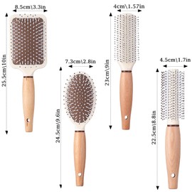 Hair Brush Set ，DDUP 4 PACK Anti Static Massage Oval Comb Round ， Vent Hair Brush，Detangling Brush ，Paddle Brush for Women Men (White)
