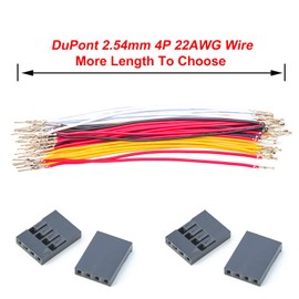 Kidisoii Dupont 2.54mm Wire Male to Female Dupont Connector and 22AWG Pre-Crimped Cable, Single Row 1/2/3/4/5/6/7/8/9/10P JST Connector with Length of 10/30/50/100cm Dupont Wire (5Pcs MF 4P-10CM)
