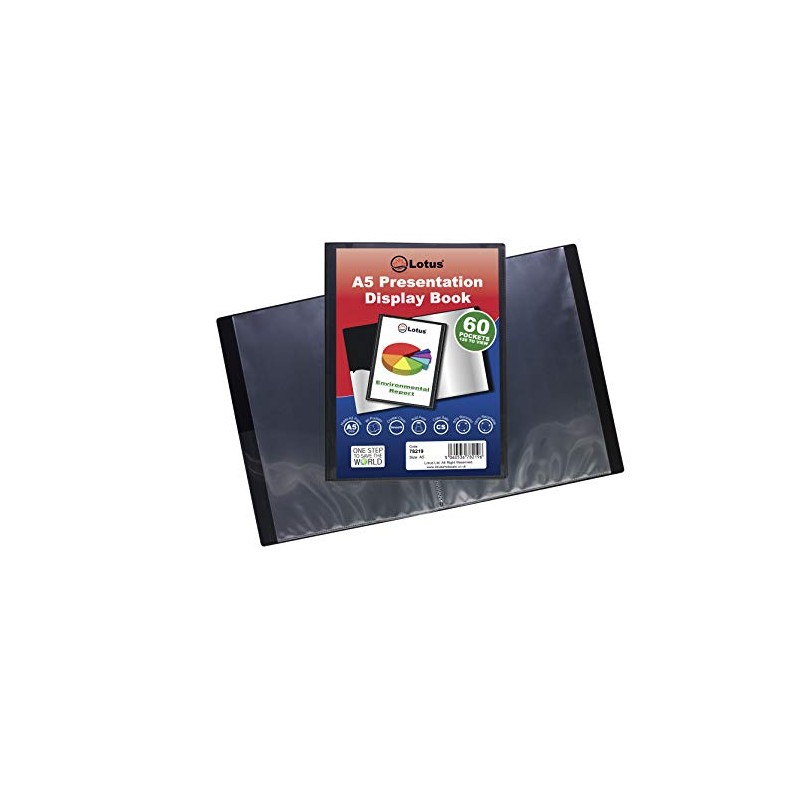 Lotus A5 60-Pocket Black Presentation Display Book - Organize &