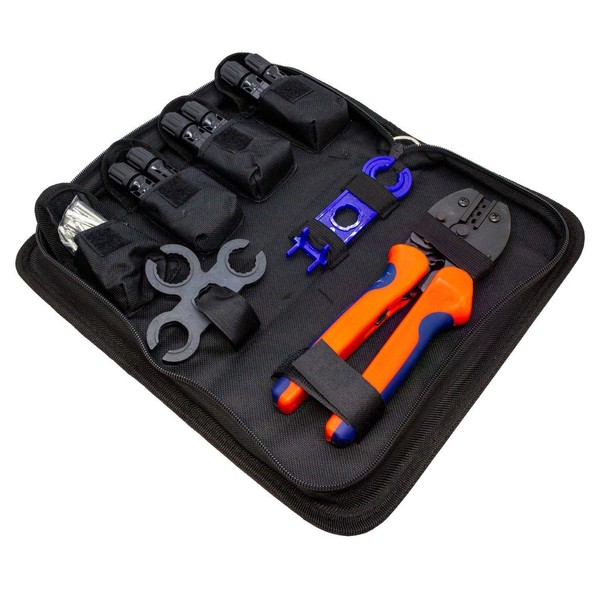 Solar Connector Set Including Photovoltaic Crimping Pliers and Mounting Wrench