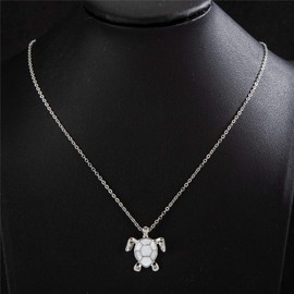 kelistom Sea Turtle Pendant Necklace for Women Men Silver Plated Link Chain Animal Jewlery