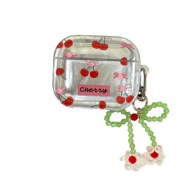 Fashion Electroplated Cherry Decoration Pattern Case with Pendant for AirPods 4 Cover Case for Women Men for AirPods 4