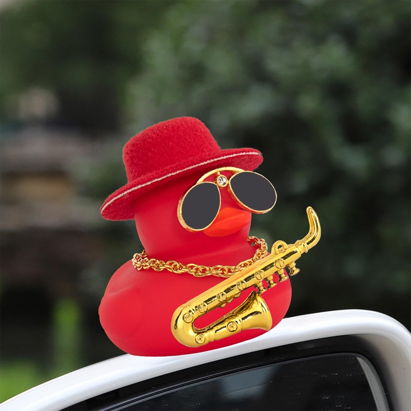 wonuu Car Dashboard Ducks, Saxophone Decor Rubber Duck Car Ornaments