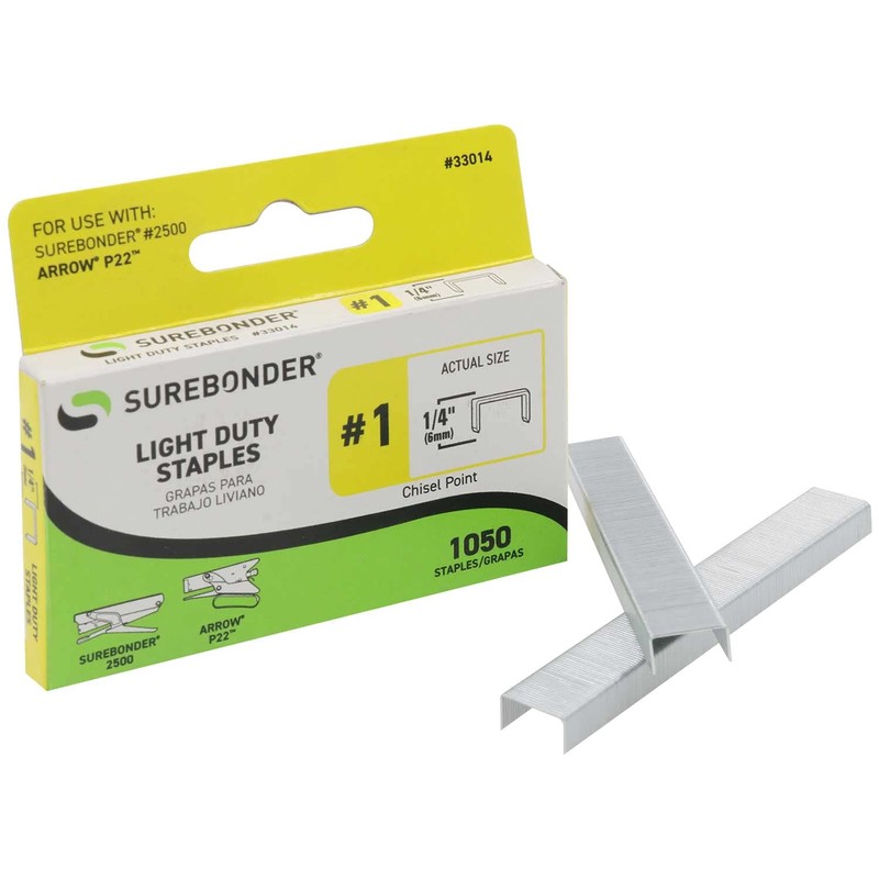 33014#1 Light Duty Staples - 1/4" Length - 1050/box, 5