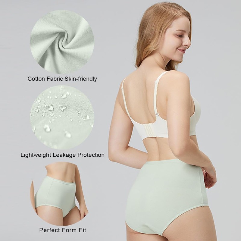 BATTEWA Incontinence Underwear for Women,Leak Proof Underwear Washable Absorbency Cotton