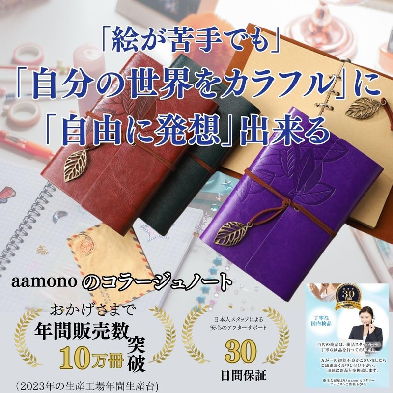 aamono Collage Notebook, Personal Organizer, Collage, Seal, Flake Sticker (Navy)