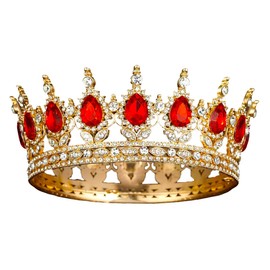 Lunimbus Crowns for Women Tiaras for Women Princess Crystal Headbands for Bridal Princess Birthday Party (Gold Red)