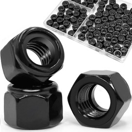 ZQZ 5/16-18 Black 304 Stainless Steel Nylon Lock Nuts, 50PCS Coarse Thread Nylock Nut, Black Oxide Insert Locknuts