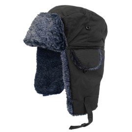 Adult Fur Lined Waterproof Trapper Hat-Black-58