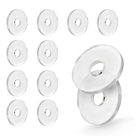 Jamiikury 1/4" ID x 3/4" OD Clear Flat Washer, 1/16 Inch Thickness Replacement Washer Gasket, PVC Round Washer Spacer, Bathroom Hardware Replacement Parts, Pack of 10