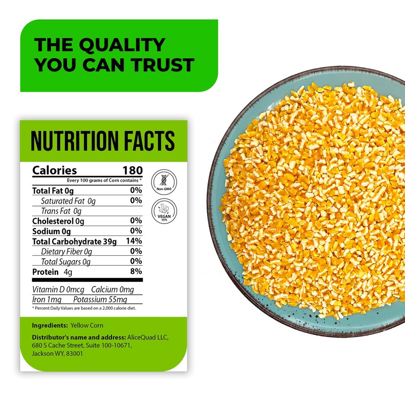 Yellow Hominy Corn – 2Lb Dried Hominy for Grits, Soups,