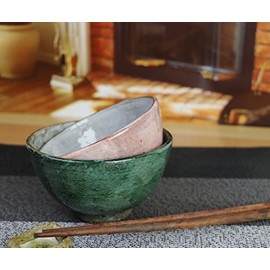 Shigaraki Ware Rice Bowl [Matsuba and Peach Flower Rice Bowl Set w909-05_909-06] Couples Meoto, Couple, Shigarakiyaki, Pottery, Tableware, Rice Bowl, Rice Bowl, Stylish, Gift, Present