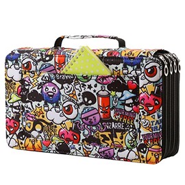 Lbxgap - Estuche para lápices de colores, 300 ranuras individuales, bolsa para lápices, organizador de lápices de gran capacidad con asa y correa práctica caja de lápices de colores con patrón de